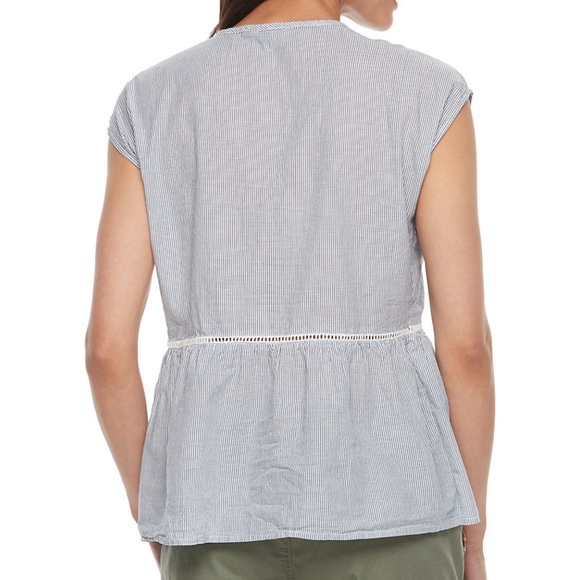 (Sizes MP, ML) Blue Multi Embroidered Peplum Top - Picture 2 of 7